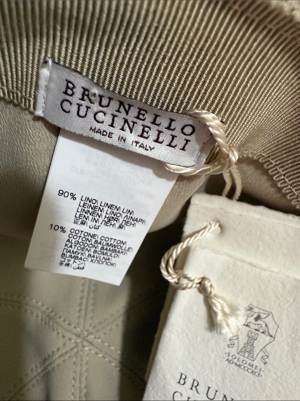 Brunello Cucinelli Taupe Baseball Cap with Black Monili - Picture 8 of 11